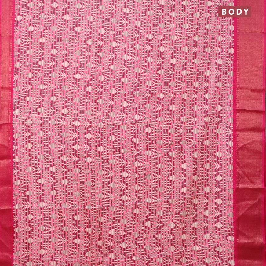 Semi dola saree pink with allover prints and zari woven border