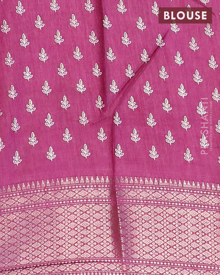 Semi dola saree purple with allover warli prints and zari woven border