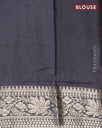 Semi dola saree off white and grey with allover floral prints and floral zari woven border