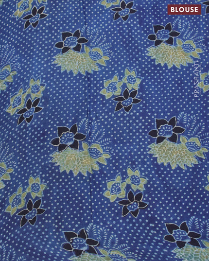 Modal silk saree blue with allover floral butta prints and printed border