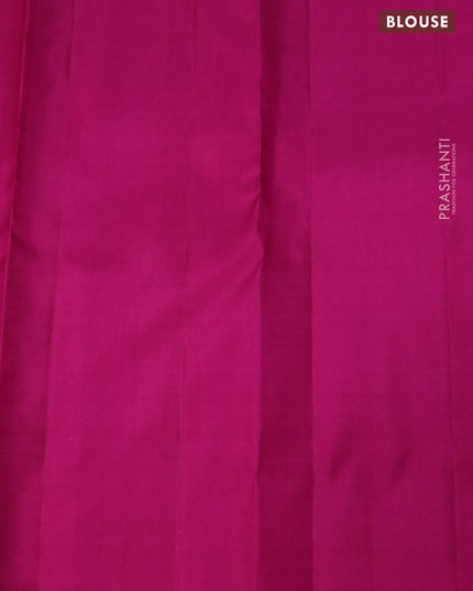 Pure kanjivaram silk saree orange and pink with zari woven buttas and zari woven butta border