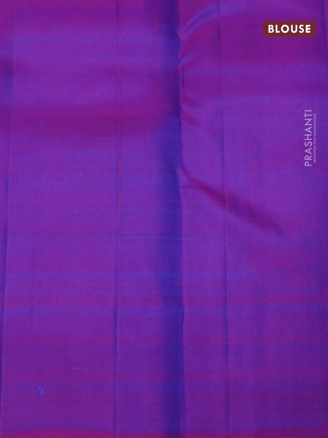 Pure kanjivaram silk saree light blue and purple with zari woven buttas and rich zari woven border