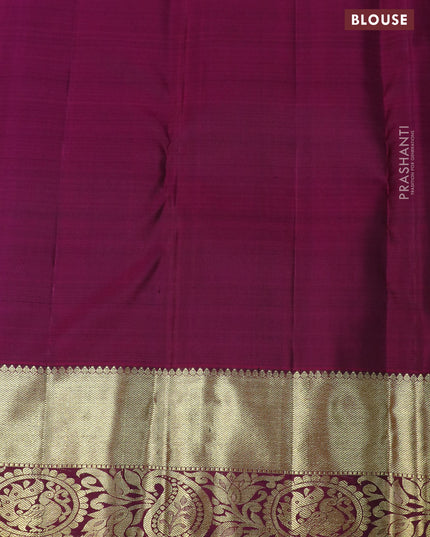 Pure kanjivaram silk saree green and magenta pink with zari woven buttas and zari woven border
