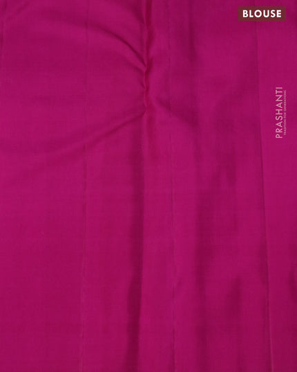 Pure kanjivaram silk saree blue and pink with allover zari weaves in borderless style
