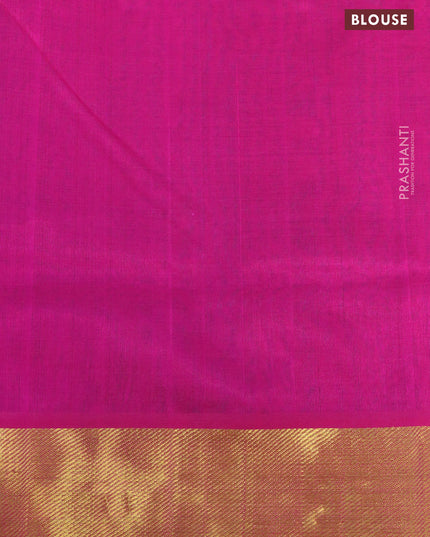 Silk cotton saree light blue and pink with zari woven buttas and zari woven border