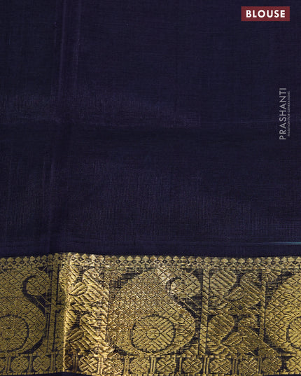 Silk cotton saree light blue and navy blue with zari woven paisley buttas and annam & paisley zari woven border