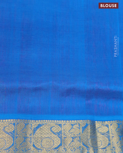 Silk cotton saree purple and cs blue with zari woven paisley buttas and annam & paisley zari woven border