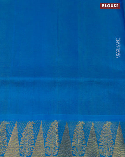 Silk cotton saree dual shade of greyish green and cs blue with allover self emboss jaquard and zari woven border