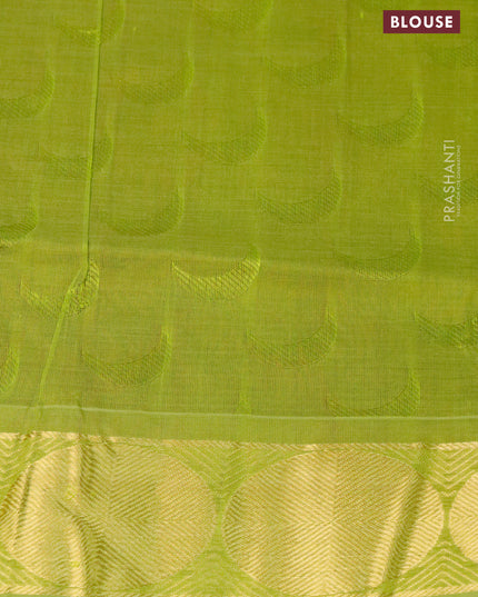 Silk cotton saree maroon and light green with allover self emboss jaquard and zari woven border