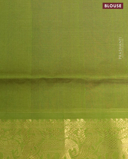 Silk cotton saree maroon and light green with allover vairosi pattern and rich zari woven border