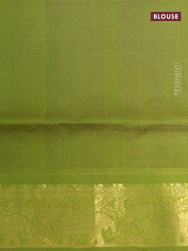 Silk cotton saree maroon and light green with allover vairosi pattern and rich zari woven border