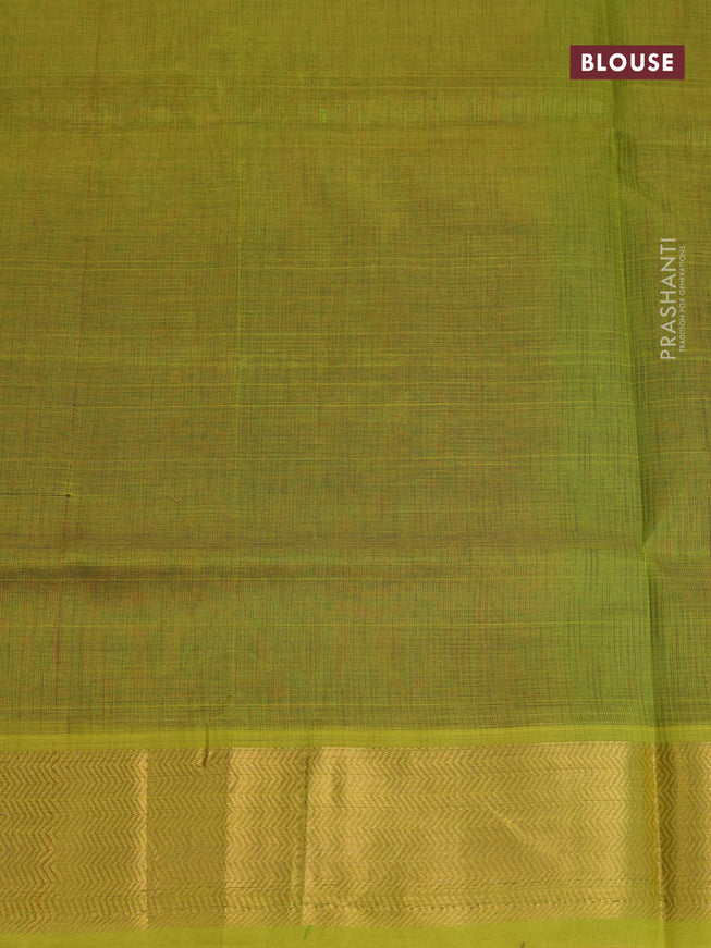 Silk cotton saree maroon and light green with allover vairosi pattern and zari woven border