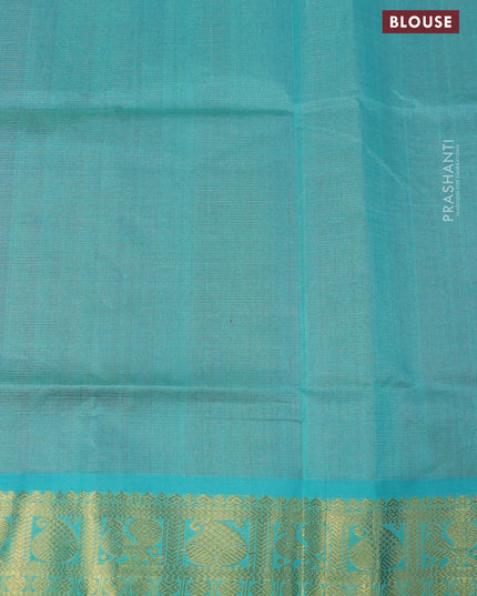 Silk cotton saree pink and teal blue with allover vairosi pattern and zari woven border