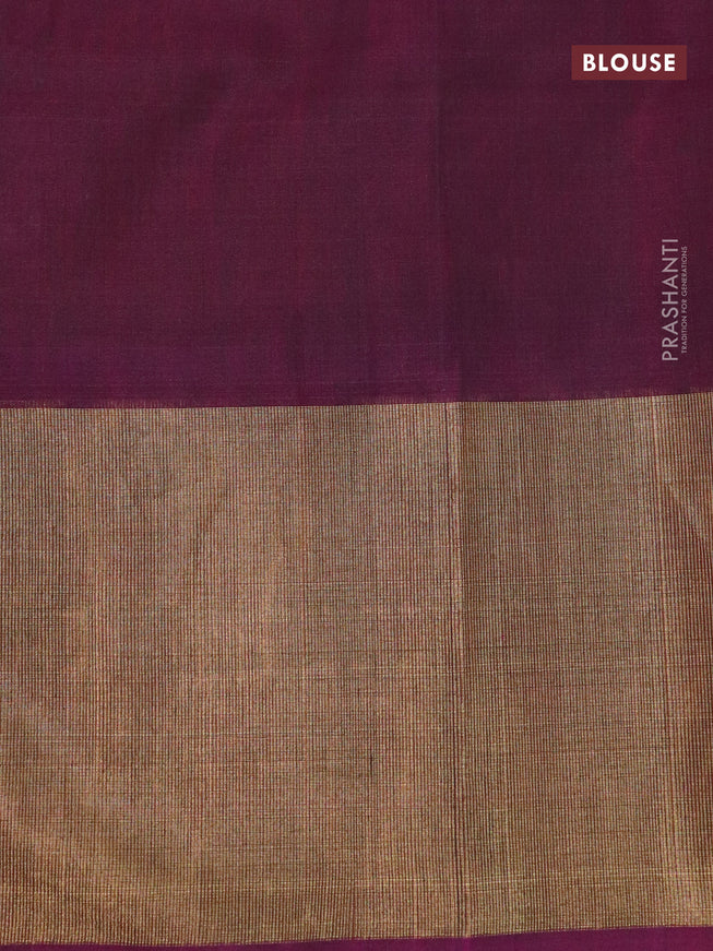 Ikat silk cotton saree orange and dark magenta pink with allover ikat weaves and long ikat woven zari border