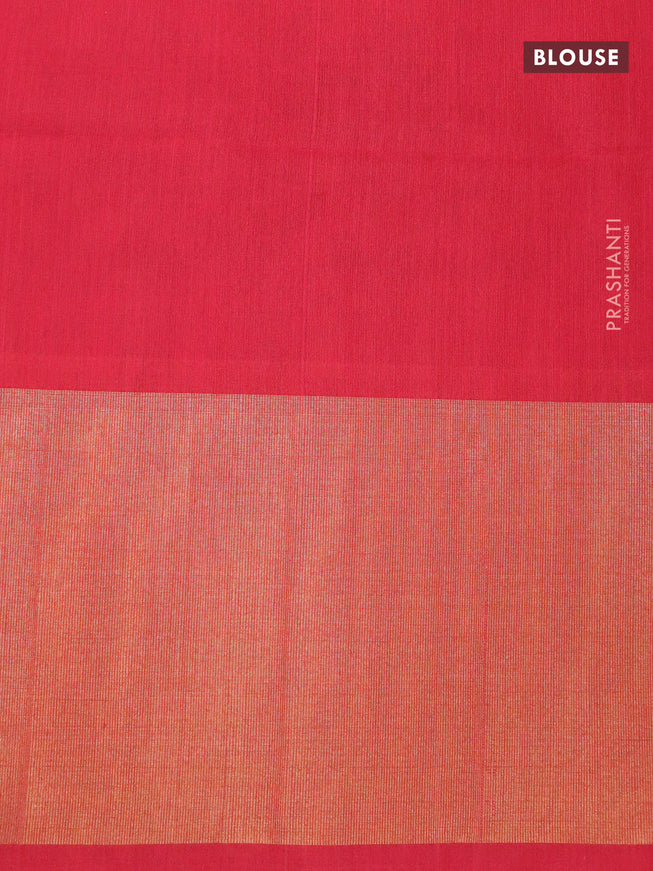 Ikat silk cotton saree cream and red with allover ikat weaves and long ikat woven zari border