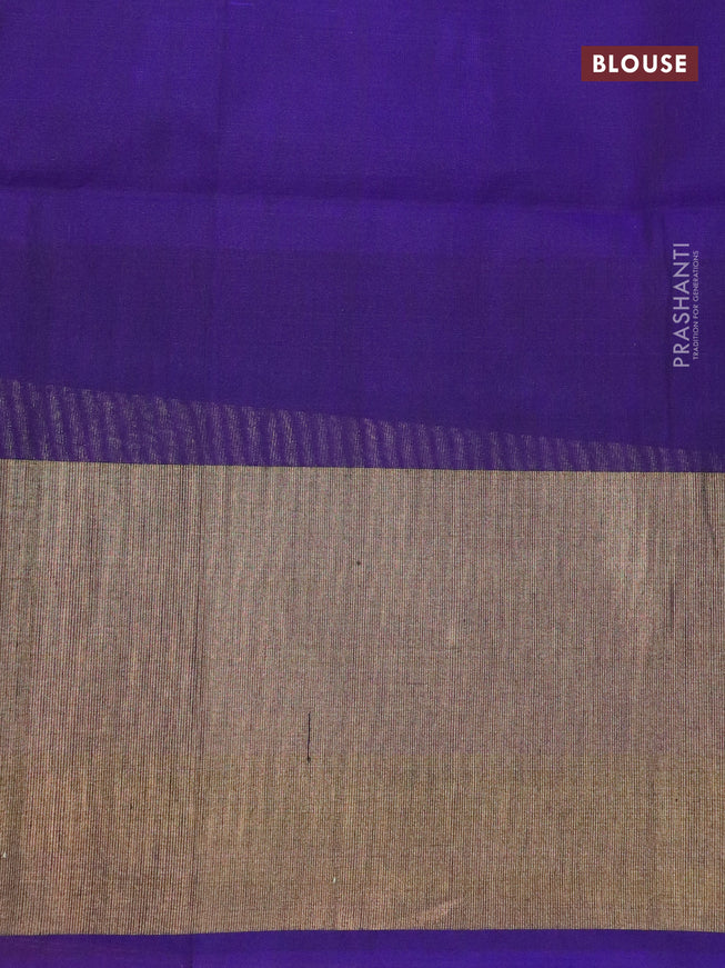 Ikat silk cotton saree pink and blue with allover ikat weaves and long ikat woven zari border