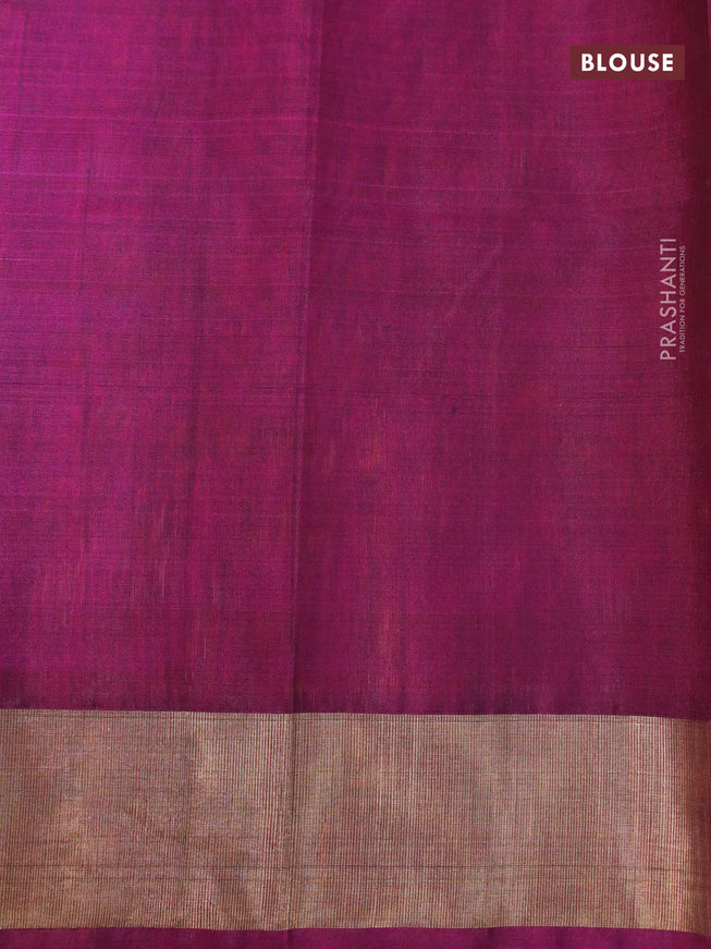 Ikat silk cotton saree orange and magenta pink with allover ikat weaves and zari woven border