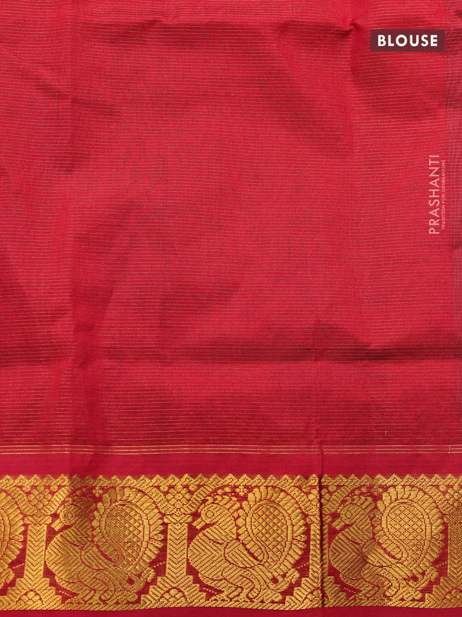 Silk cotton saree grey and red with allover vairosi pattern and annam zari woven border