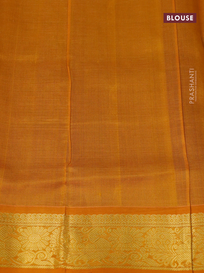 Silk cotton saree maroon and mustard yellow with allover vairosi pattern & paisley zari buttas and annam zari woven border