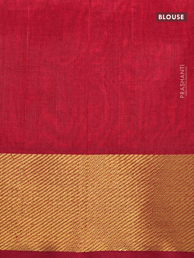Silk cotton saree mustard shade and maroon with allover paalum pazhamum checks & zari buttas and zari woven border