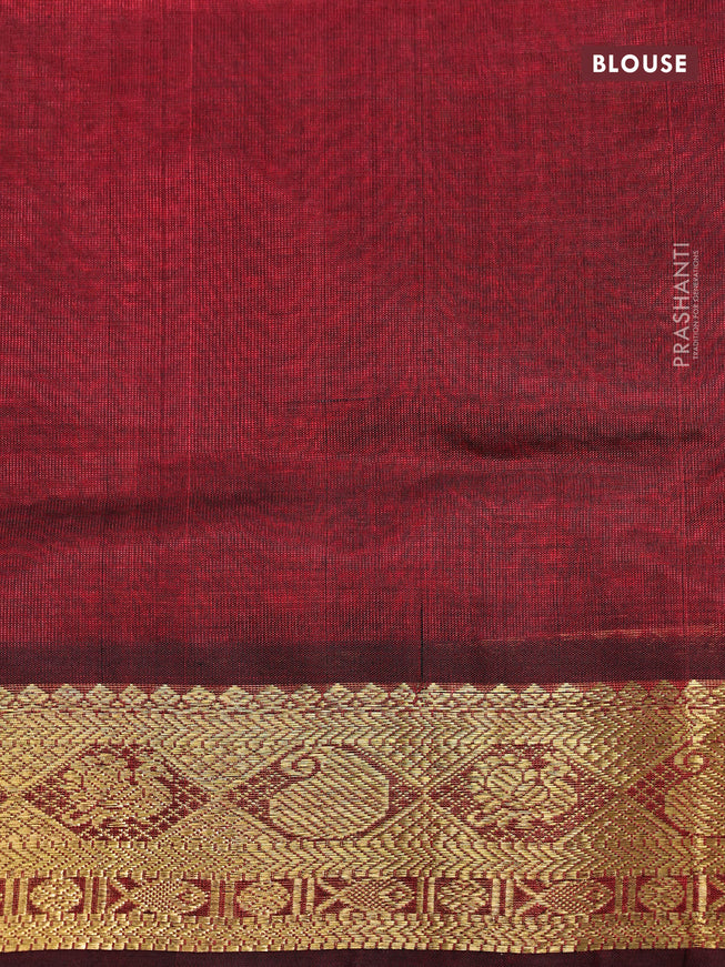 Silk cotton saree multi colour and maroon with allover paalum pazhamum checks & zari buttas and zari woven border