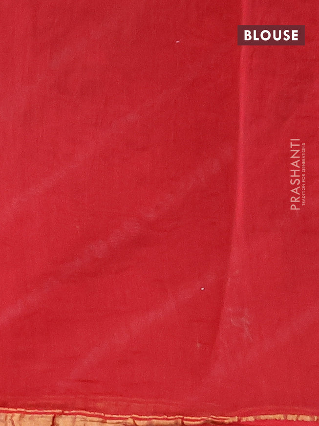 Chanderi bagru saree red with allover shibori prints and zari woven piping border