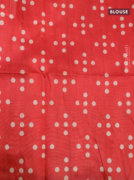 Chappa saree red and sandal with plain body and madhubani printed border