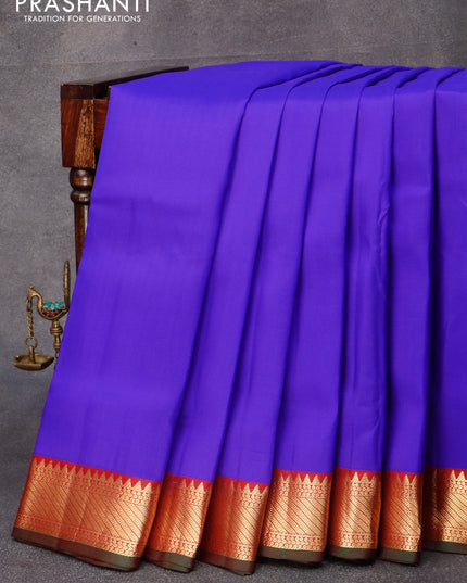 10 yards silk saree royal blue and maroon with plain body and zari woven border