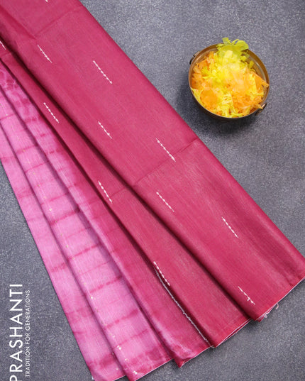 Bamboo silk saree pink and maroon with allover tie & dye prints sequin work in borderless style