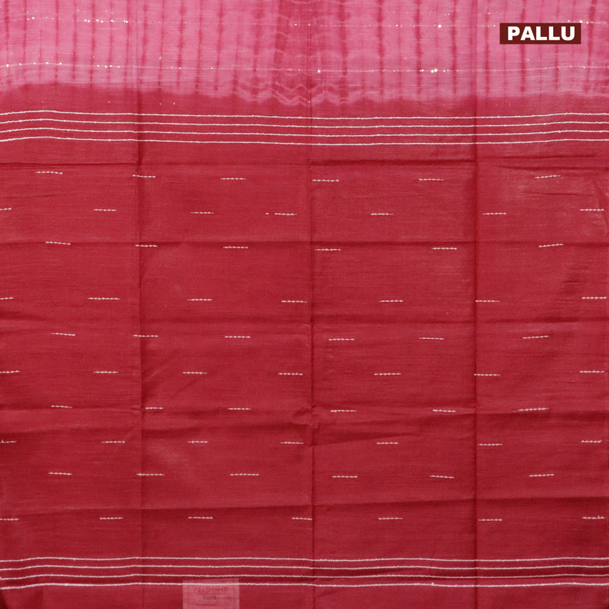 Bamboo silk saree pink and maroon with allover tie & dye prints sequin work in borderless style