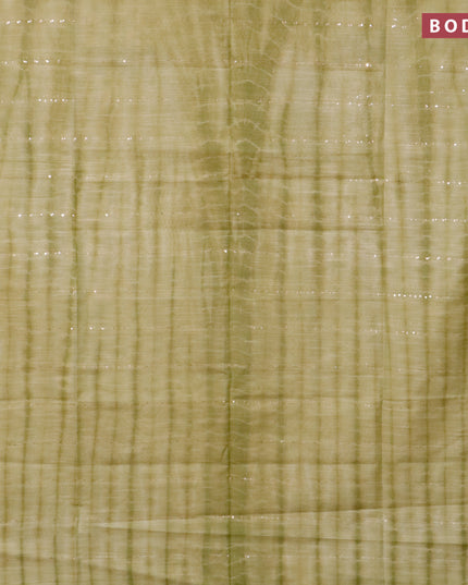 Bamboo silk saree elaichi green and sap green with allover tie & dye prints sequin work in borderless style
