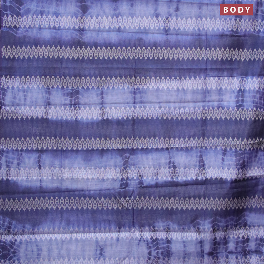 Bamboo silk saree blue shade and navy blue with allover tie & dye prints & thread weaves in borderless style