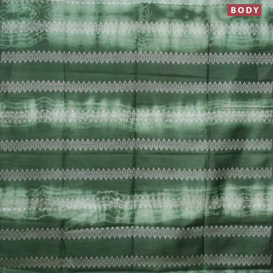 Bamboo silk saree green shade and dark green with allover tie & dye prints & thread weaves in borderless style