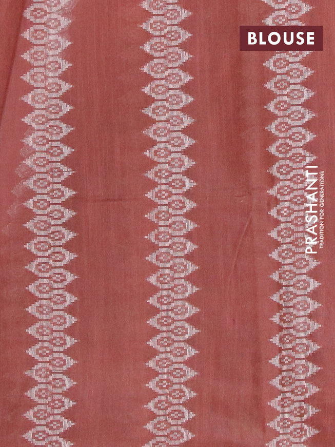 Bamboo silk saree rust shade and brown with allover tie & dye prints & thread weaves in borderless style