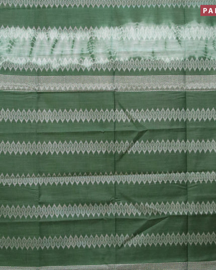 Bamboo silk saree green shade and dark green with allover tie & dye prints & thread weaves in borderless style