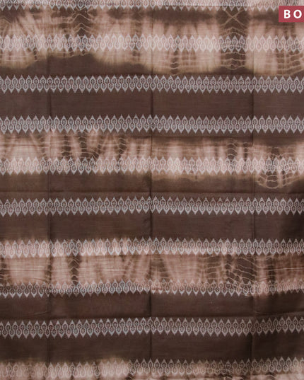 Bamboo silk saree brown shade and coffee brown with allover tie & dye prints & thread weaves in borderless style