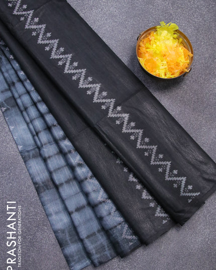 Bamboo silk saree grey and black with allover tie & dye prints & thread weaves in borderless style