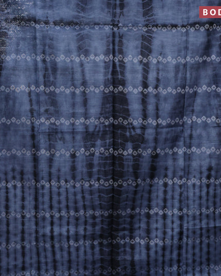 Bamboo silk saree grey and black with allover tie & dye prints & geometric thread weaves in borderless style