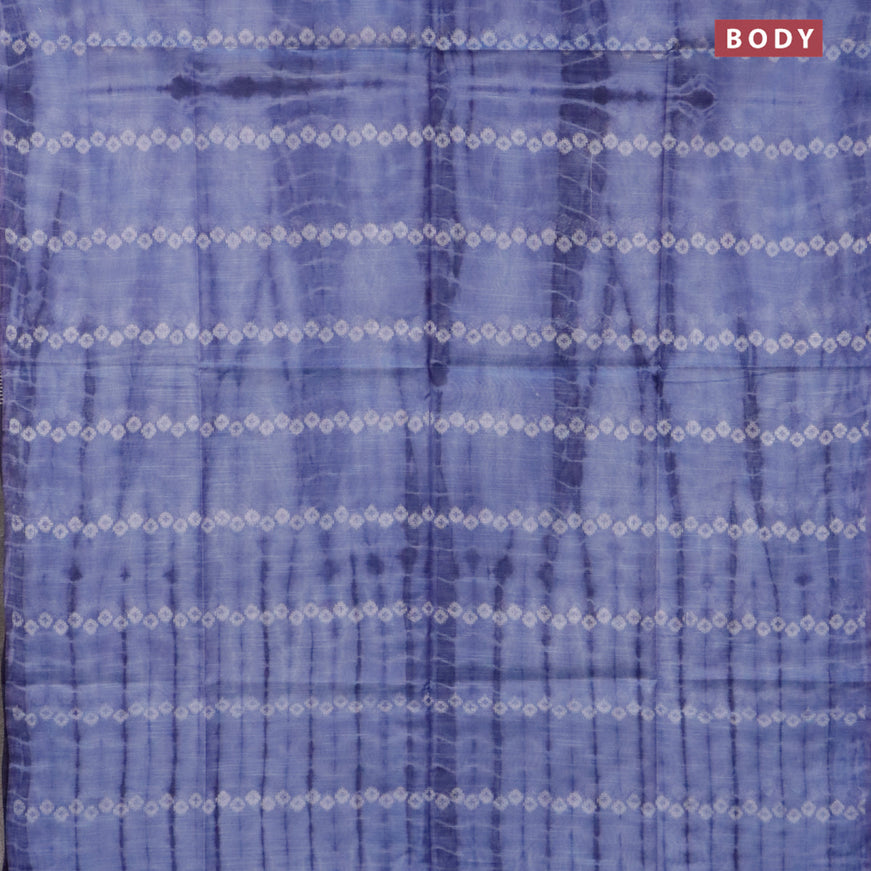 Bamboo silk saree blue shade and navy blue with allover tie & dye prints & geometric thread weaves in borderless style