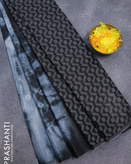 Bamboo silk saree grey and black with allover tie & dye prints & sequin work in borderless style