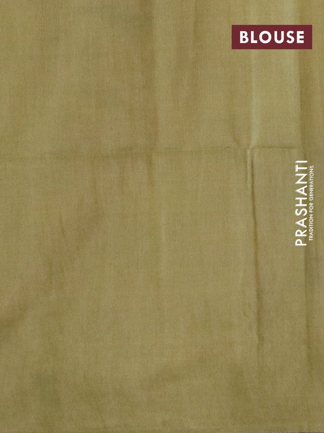 Bamboo silk saree elaichi green with allover tie & dye prints & thread buttas in borderless style