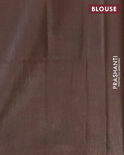 Bamboo silk saree brown shade and dark coffee brown with allover tie & dye prints & thread buttas in borderless style