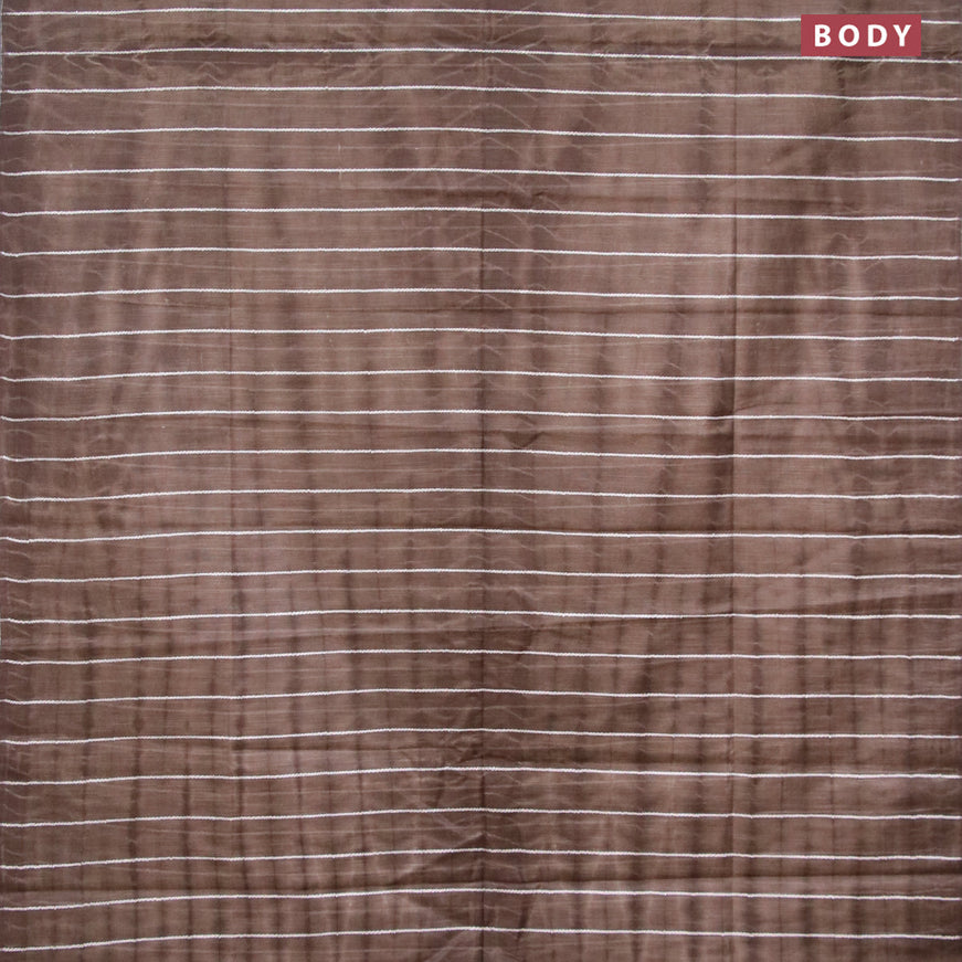 Bamboo silk saree dark coffee brown with allover tie & dye prints & thread weaves and sequin work pallu