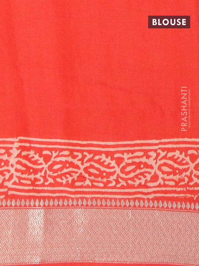 Semi gadwal saree red with allover prints and zari woven border