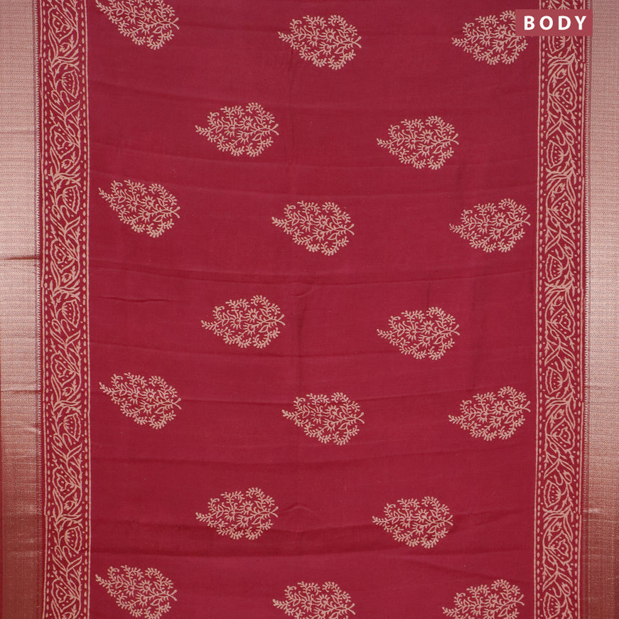 Semi gadwal saree maroon with butta prints and zari woven border