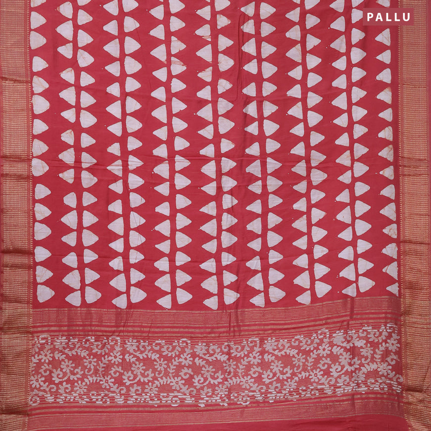 Semi gadwal saree maroon with allover batik buttas prints and zari woven border