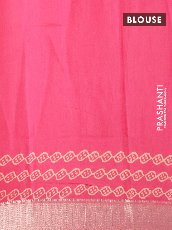 Semi gadwal saree pink with floral prints and zari woven border