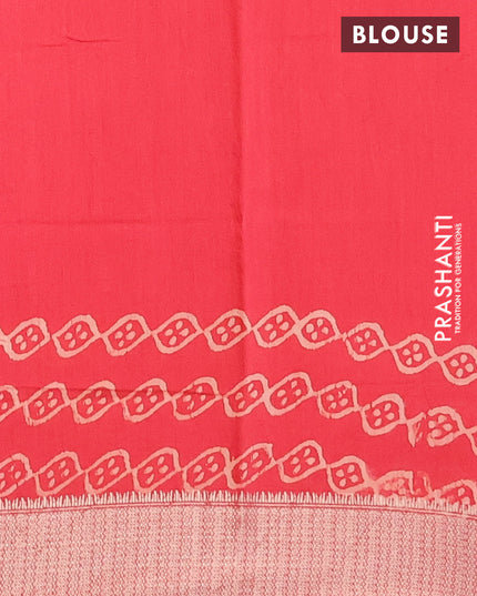 Semi gadwal saree red with floral prints and zari woven border