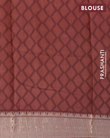 Semi gadwal saree brown and rust shade with allover ajrakh prints and zari woven border