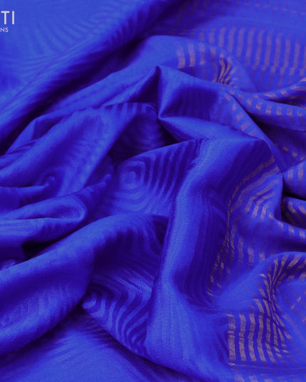 Pure mysore crepe silk saree royal blue with allover self emboss and zari woven border